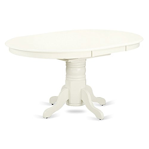 East West Furniture AVT-LWH-TP Avon Dining Room Table - an Oval kitchen Table Top with Butterfly Leaf & Pedestal Base, 42x60 Inch, Linen White East West Furniture