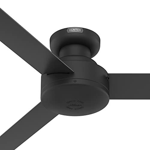 Hunter - Presto Indoor Low Profile Ceiling Fan, Wall Control, 52-inch, Matte Black, Casual-style, 3-speed WhisperWind Motor, 52407, for living rooms, bedrooms, home offices, kitchens Hunter