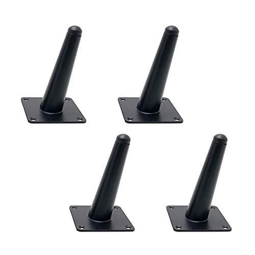 Generic Set of 4 Metal Oblique Tapered Matte Black Furniture Legs,DIY Replacement Sofa Couch Chair Legs,Coffee Table Legs,TV/Bathroom Cabinet Legs,10-72cm,with Screws (25cm/9.8in) (Black 17cm/6.7in) WoodArtSupply