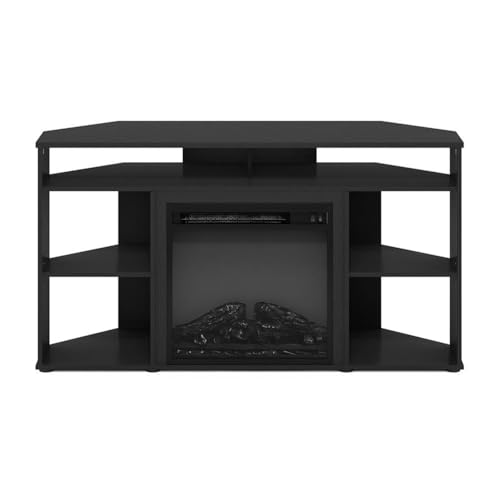 Pemberly Row Corner TV Stand with Fireplace for TV up to 55 Inches Americano Pemberly Row