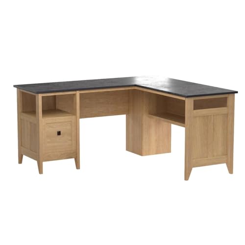 Sauder August Hill L-Shaped Desk, L: 59.06" x W: 58.74" x H: 29.25", Dover Oak finish Sauder