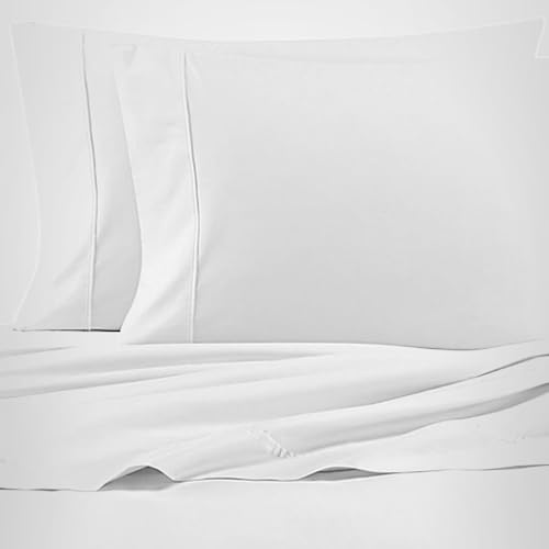 Nautica - Twin Size Sheet Set, Crisp & Tailored Cooling Sheets with a Smooth Cotton Percale Lightweight Feel - Bed Sheets with Matching Pillowcase & Fitted Sheet (Solid White) Nautica