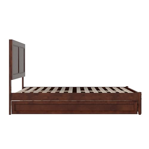 AFI, Clayton Full Platform Bed with Panel Footboard & Twin Trundle, Walnut AFI