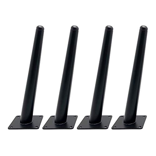 Generic Set of 4 Metal Oblique Tapered Matte Black Furniture Legs,DIY Replacement Sofa Couch Chair Legs,Coffee Table Legs,TV/Bathroom Cabinet Legs,10-72cm,with Screws (25cm/9.8in) (Black 72cm/28.3in) WoodArtSupply