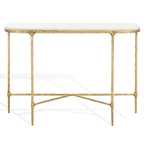 SAFAVIEH Couture Collection Janowsky Brass & White Marble Console Table SAFAVIEH