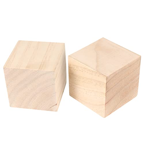 SINJEUN 8 Pack 2.75 Inch Wooden Cubes, Natural Unfinished Wooden Block, Natural Solid Wood Cube Block for Puzzle Making, DIY Projects, Home SINJEUN