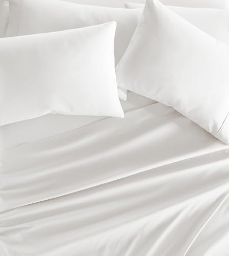 Linen Market Brushed Microfiber Twin Sheet Set 3 Piece – Oeko-TEX Certified Ultra Soft & Wrinkle-Free - 16" Deep Pocket Sheets - Easy Care Twin Size - White Linen Market