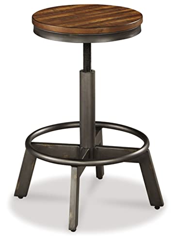 Signature Design by Ashley Torjin Industrial 24" Adjustable Height Barstool, 2 Count, Brown Signature Design by Ashley