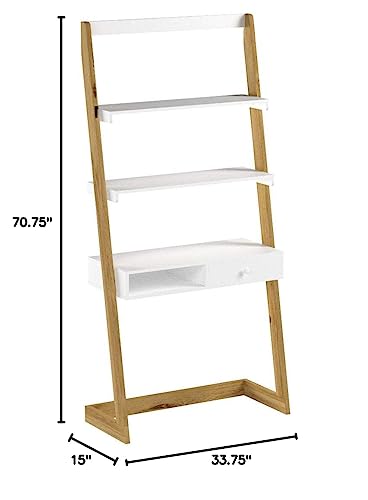 American Trails Freestanding Ladder Desk With Drawer, Natural Maple/White American Trails