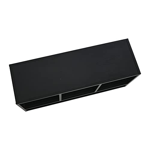 Household Essentials Jamestown TV Stand Coffee Table with Square Cube Storage Compartments Black Oak Wood Grain and Black Metal Household Essentials