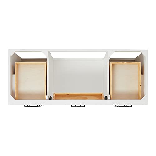 ARIEL Hepburn 55" White Bathroom Vanity with Sink, 1.5" Edge Pure White Quartz Countertop & Splash, Rectangular Sink, 2 Soft Closing Doors, 8 Full Extension Dovetail & 1 45-Degree Tilt Drawers ARIEL