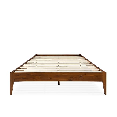 Bme Dinkee 15-Inch Dark Chocolate Solid Wood Queen Platform Bed Frame with Minimalist Japanese Joinery Bme