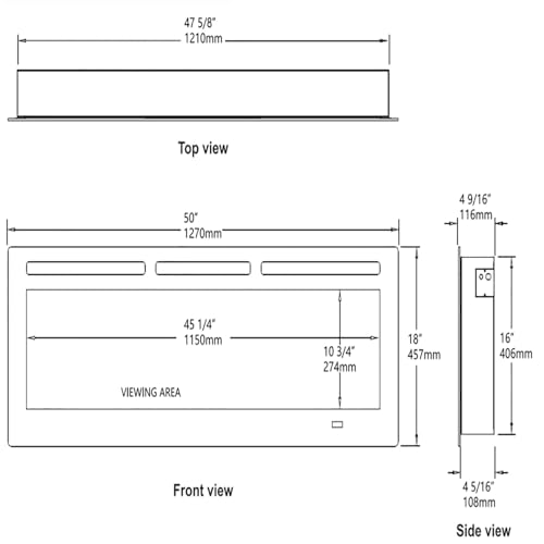 50 Inch Smart Electric Fireplace with Alexa & WiFi, Wall Mounted/Recessed Insert, 1500w Heater, Remote & Touch Control, 25 Flame/Ember Colors, Timer & Adjustable Heat, Black Takywep