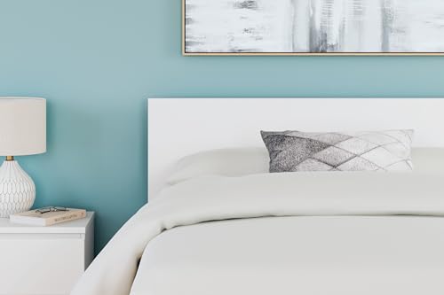 Signature Design by Ashley Onita Contemporary Adjustable Height Panel Headboard for Bedroom, Full, White Signature Design by Ashley
