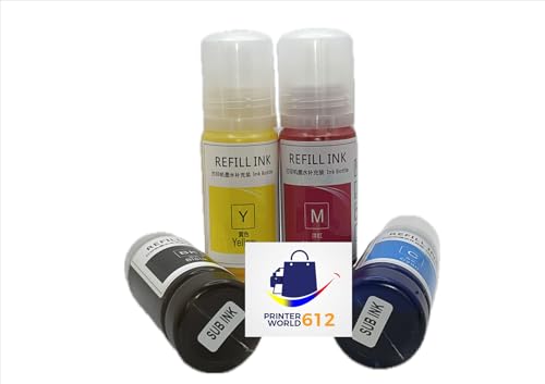 Super-Tank Sublimation T-Shirt Printer with Sublimation Ink and Powder Pack for Heat Transfers, Easy Filling, Built-in Scanner and Copier - New, Medium Conversion Printer