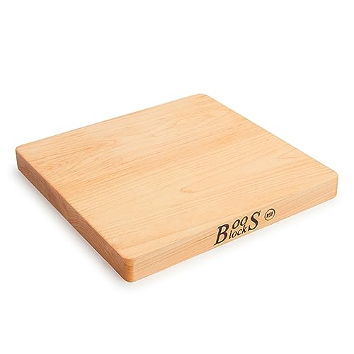 John Boos Chop-N-Slice Maple Wood Cutting Board for Kitchen Prep, 1" Thick, Small, Edge Grain, Square Charcuterie Boos Block, 10" x 10", Reversible John Boos
