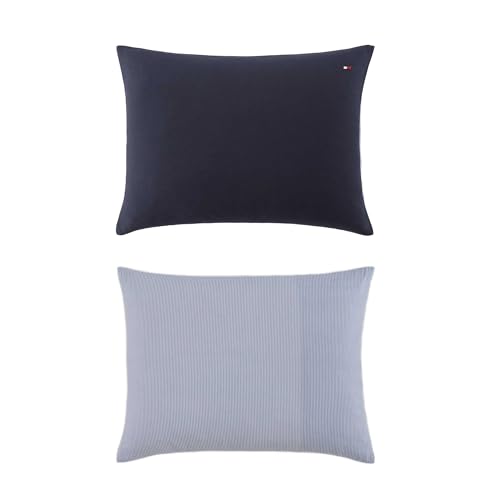 Tommy Hilfiger - Queen Comforter Set, Soft & Breathable Micro Piqué Cotton Bedding, Medium Weight Feel for Year Round Comfort, 3 Piece Bed Set with Matching Pillowcases (Navy) Tommy Hilfiger