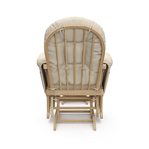 Storkcraft Premium Hoop Glider and Ottoman (Natural/Beige) – Padded Cushions with Storage Pocket, Smooth Rocking Motion, Easy to Assemble, Solid Hardwood Base Storkcraft