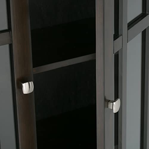 SIMPLIHOME Bedford SOLID WOOD 39 inch Wide Rustic Medium Storage Cabinet in Dark Tobacco Brown, with 2 Tempered Glass Doors, 4 Adjustable Shelves SIMPLIHOME