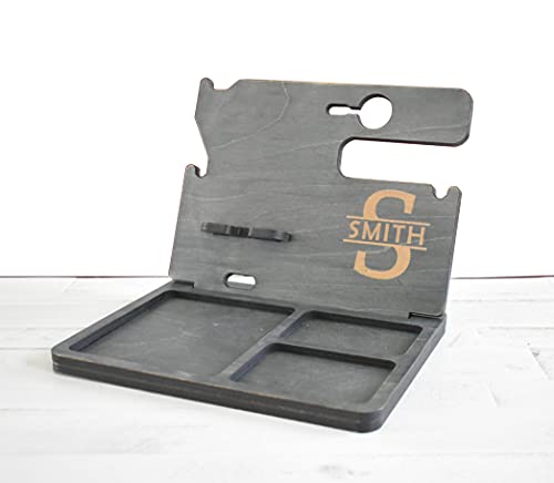 Wooden Docking Station, Personalized desk organizer, Nightstand Docking Station, Unique holiday gift, Wood docking station, Birthday Gift, Gift for Men, Anniversary Gift, Fathers Day Gift Purple Hammer