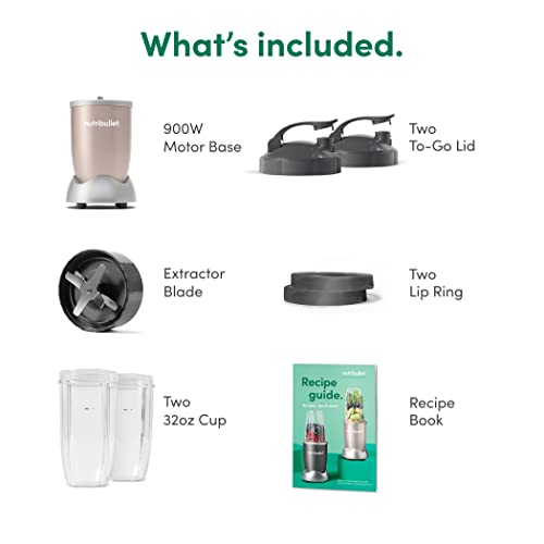 nutribullet Pro 900 Watt Personal Blender - 13-Piece High-Speed Blender/Mixer System, Champagne NutriBullet
