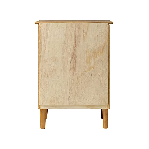 Walker Edison Traditional Wood 1 Drawer Nightstand Side Table Bedroom Storage Drawer and Shelf Bedside End Table, 18 Inch, Caramel Walker Edison