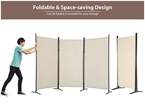 3 Panel Room Divider, Folding Portable Office Walls Dividers with Metal Frame Privacy Screen for Home Office Dorm Separation,Fabric Room Dividers,Room Dividers and Folding Privacy Screens,Beige Ckofgdsue