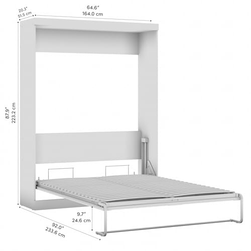 Bestar Pur Queen Murphy Bed, 65-inch Space-Saving Wall Bed for Guest Room or Home Office Bestar