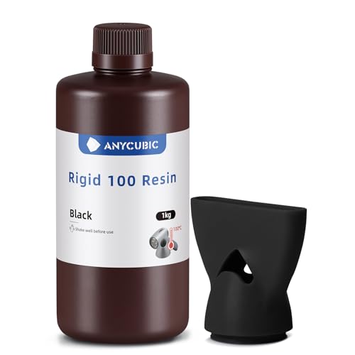 ANYCUBIC Rigid High-Temp Resistant 3D Printer Resin, Extra Toughness & Rigidity, Wide Compatibility for LCD Resin 3D Printers, Applicable for Industrial Parts & Jewelry Prints (Black, 1kg) ANYCUBIC