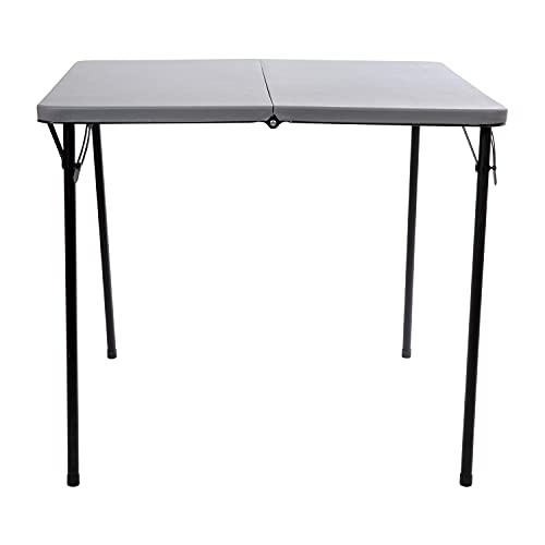 Flash Furniture Dunham 2.83' Square Plastic Folding Event Table with Carrying Handle, Bi-Fold Portable Banquet Table for Indoor/Outdoor Events, Gray Flash Furniture