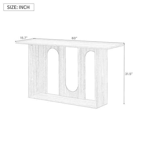 Knocbel Entryway Console Table with Curved Design and Ash Veneer, Modern Sofa End Tables with Top Bottom Shelf for Living Room Hallway, 15.7" D x 60" W x 31.5" H Navy Blue Knocbel