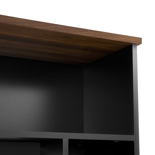 Ball & Cast Wall Unit Entertainment Center with Bookshelves for TVs up to 80",Modern TV Stand Media Center Console W/Display Cabinets,Tempered Glass Doors and Adjustable Shelves,for Living Room,Black Ball & Cast