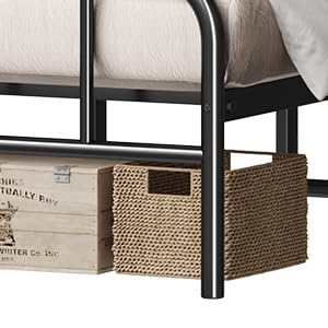 Homeiju Metal Bed Frame - Structurally Stable Heavy Duty Steel Slat Supported Full Bed Frames, No Box Spring Needed, Easy Assembly Homeiju