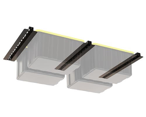 Storlutions Overhead Garage Storage Rack - For 16"-24" Stud Spacing Garage Racks -1.8mm Alloy Steel Garage Overhead Storage Racks - Garage Hanging Storage Rack Expandable to 5 Rows for Storage Bins Storlutions