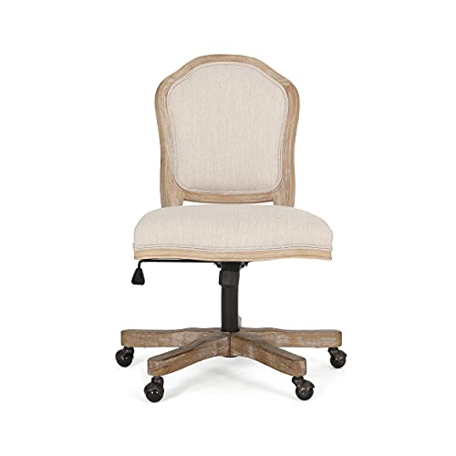 Scilley Upholstered Swivel Office Chair - Beige/Natural Christopher Knight Home