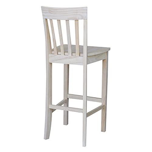 International Concepts Slat Back Stool, 30-Inch SH, Unfinished IC International Concepts