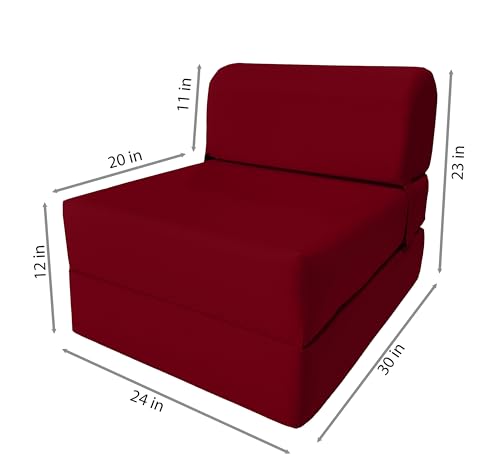 D&D Futon Furniture Sleeper Chair Folding Bed, Studio Sofa Guest Folded Mattress, High Density Foam (70 x 24 x 6, Red) D&D Futon Furniture