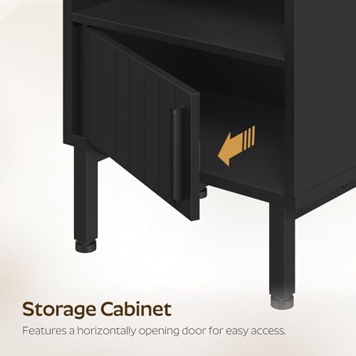 YATINEY Nightstand with Gun Drawer, Bedside Table with Hidden Compartment, End Table with Storage Cabinet, Night Stand for Bedroom, Office, Black ET22BB YATINEY
