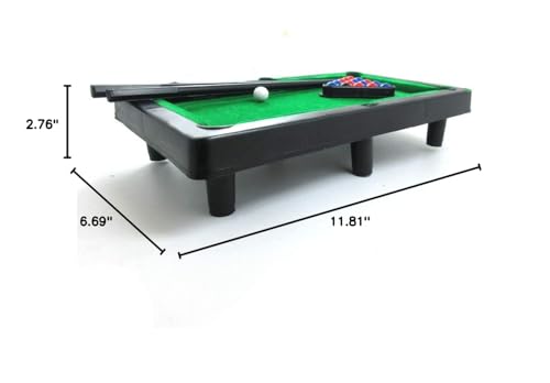 Mini Pool Table Tabletop Desktop Billiards Snooker Game with 2 Sticks, 11 Balls Home Office Desk Stress Relief Games Power Ling CC