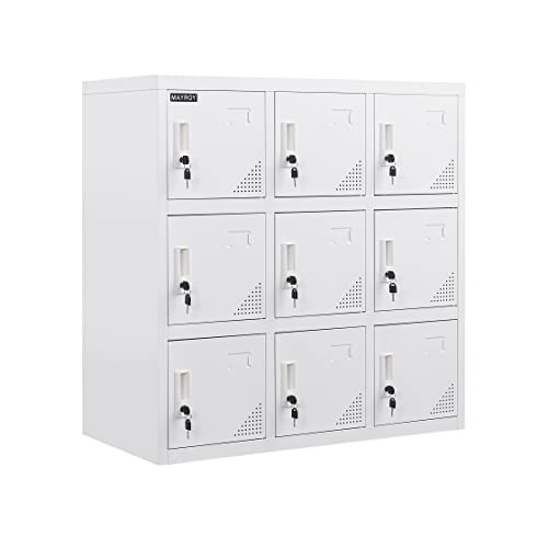 MAYROY Metal Locker Office Storage Locker Home Steel Locker School Storage Organizer, Storage Cabinet for Kids Students Employee (W9D) (Full White) MAYROY