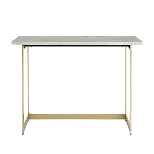 Walker Edison Modern Glam Faux Top Laptop Writing Desk Home Office Workstation Small, 42"L x 20"W x 30"H, Marble/Gold Walker Edison