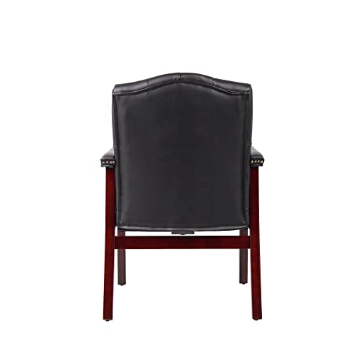 LIFE SKY Leather Armchair for Office Reception - Classic Tufted Guest Chair with Wooden Frame & Brass Nail Head Trim - Professional Waiting Room & Home Study Seating for Consultants LIFE SKY