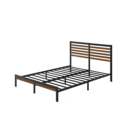 Zinus Kai Bamboo & Metal Platform Bed Frame with Headboard – Queen, No Box Spring Needed, Easy Assembly, Brown Zinus