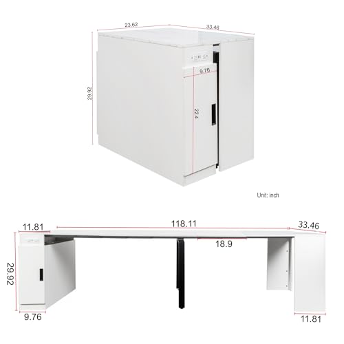 Royjhnl Transformer Table: Extendable Dining, Folding Console Table with Outlet, Space - Saving for 8-12, Perfect for Living Room & Kitchen Royjhnl