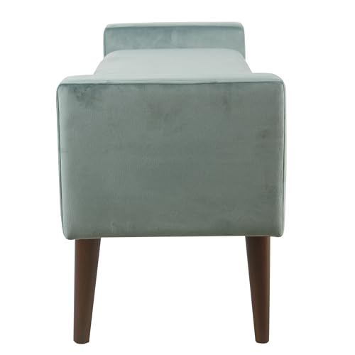 HomePop Home Decor | Upholstered Modern Velvet Storage Ottoman Bench | Ottoman Bench with Storage for Living Room & Bedroom | Decorative Home Furniture, Aqua Blue HomePop