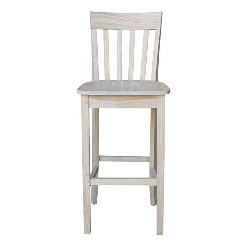 International Concepts Slat Back Stool, 30-Inch SH, Unfinished IC International Concepts
