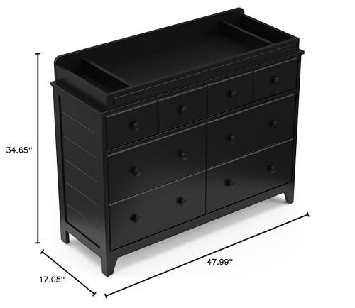 Storkcraft Moss 6 Drawer Double Dresser (Black) – GREENGUARD Gold Certified, Wood Dresser for Nursery, 6 Drawer Dresser, Kids Dresser, Nursery Dresser Drawer Organizer, Chest of Drawers Storkcraft