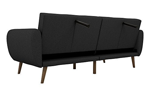 Novogratz Brittany 82 Inch Futon Sofa Bed, Upholstered Couch Sleeper with Tufted Back, Mid-Century Modern, Dark Gray Novogratz