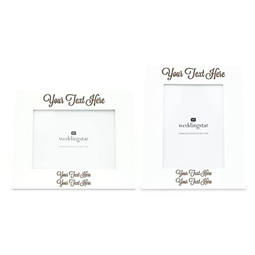 WEDDINGSTAR Customizable Wooden 5" x 7" Picture Frame White - Custom Script Text WEDDINGSTAR