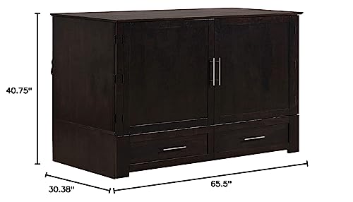 Emurphybed Daily Delight Murphy Cabinet Chest Bed with Charging Station & 6" Memory Foam Mattress, Queen (Java) Emurphybed